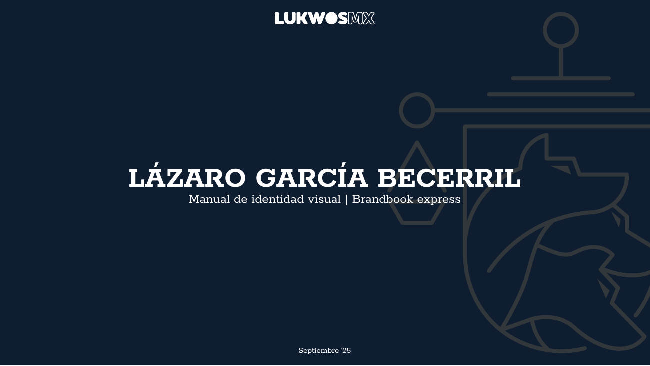 Portada del manual de identidad visual de Lázaro García Becerril